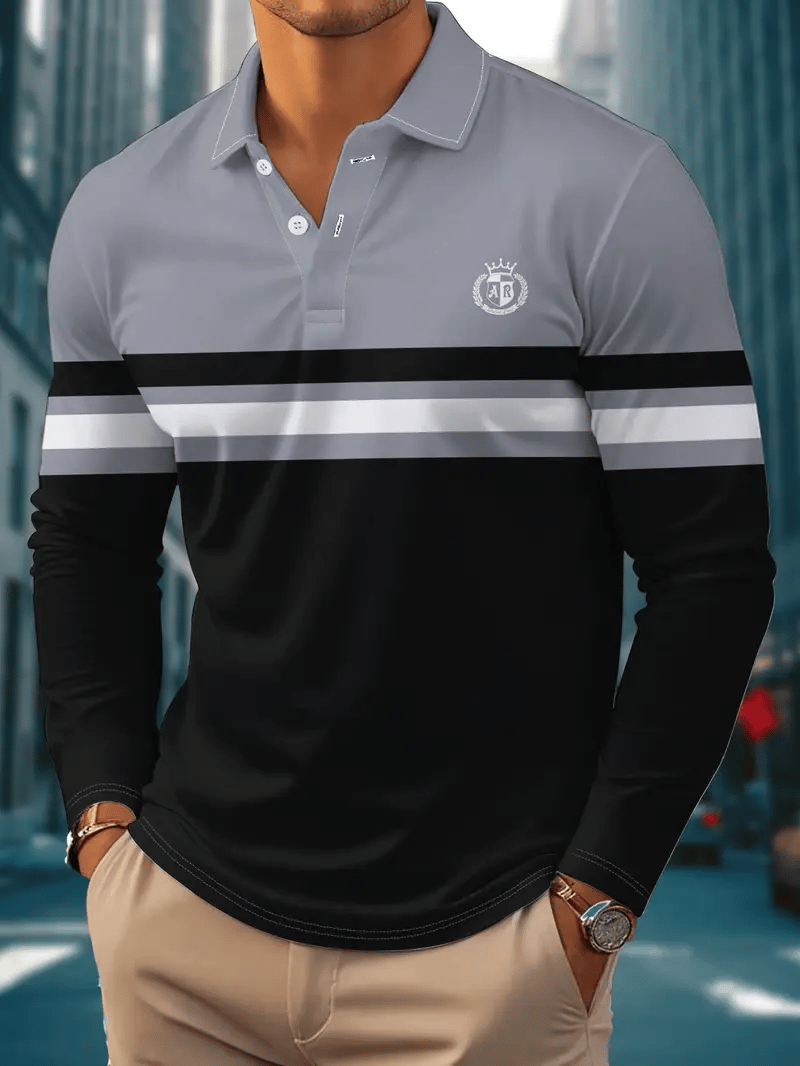 Camisa polo ejecutivo Light de lujo a rayas estampado solapa para hombre