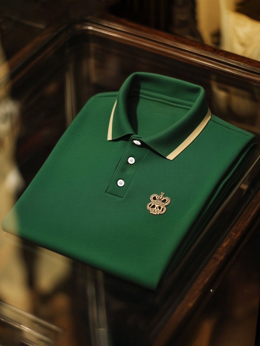 Camisa polo vintage ejecutivo de manga larga para hombre