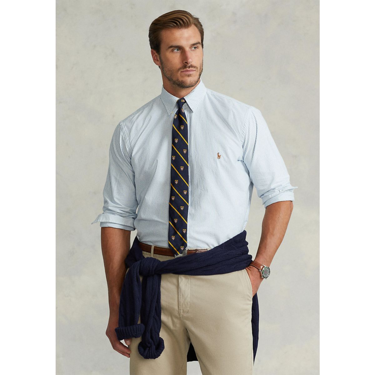Big & Tall Classic-Fit Stripe Oxford Shirt - 1