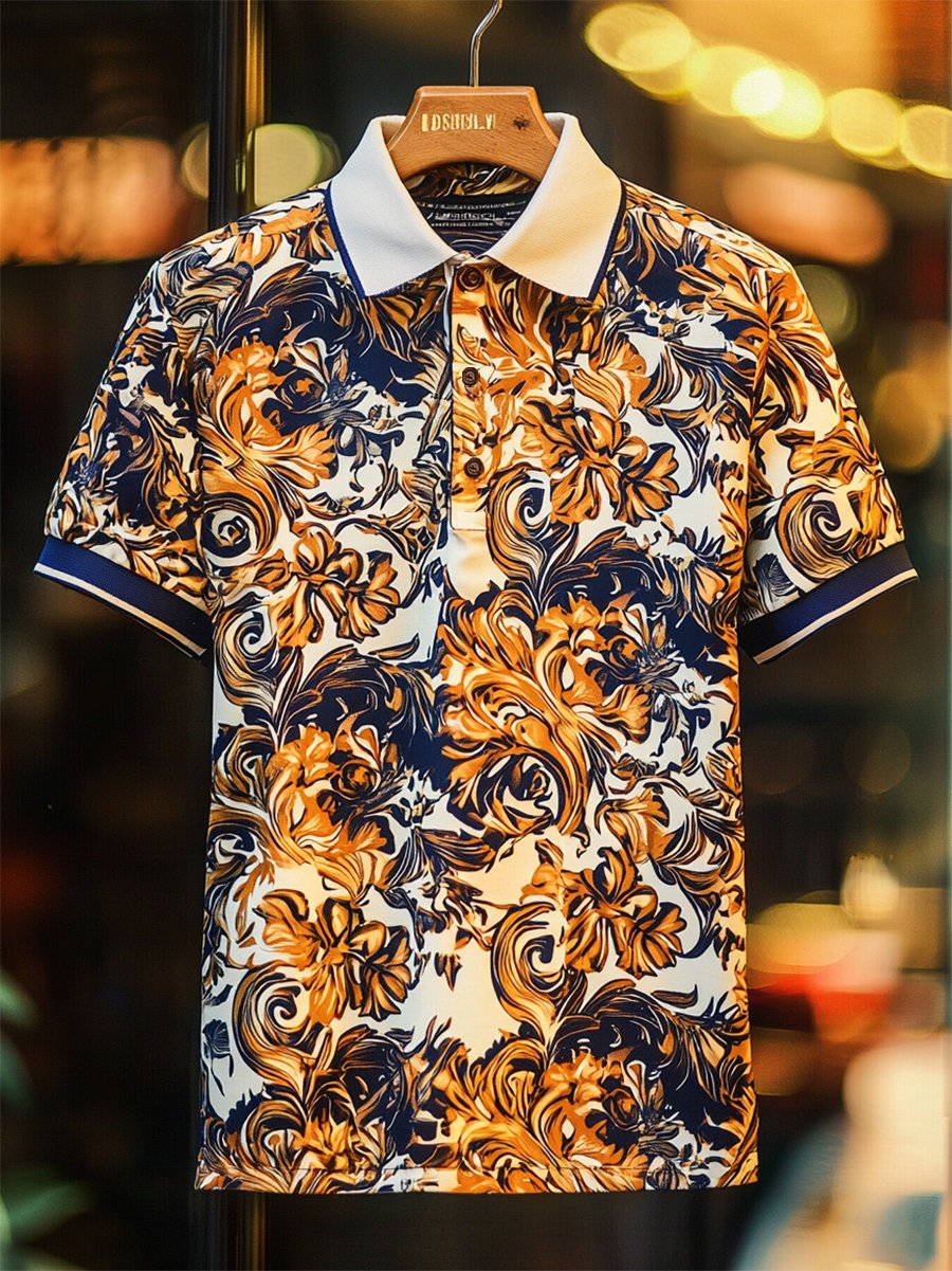 Camisa polo casual ejecutivo Button de manga corta para hombre