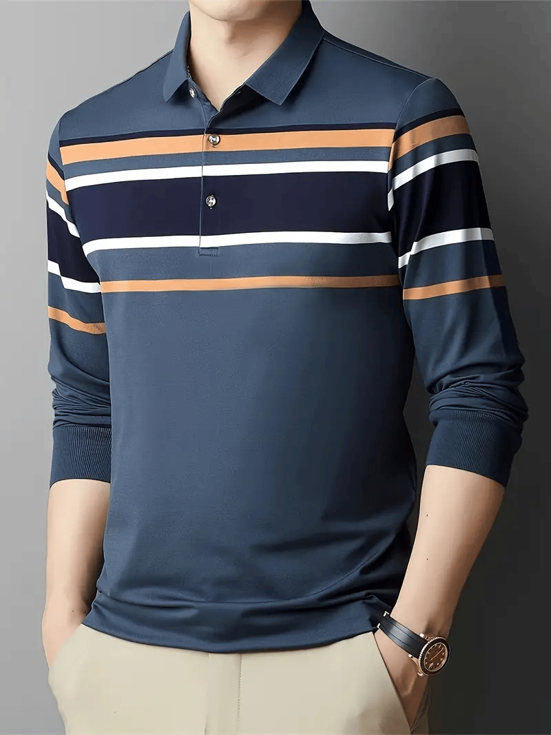 Ejecutivo casual a rayas con botones Polo para hombre