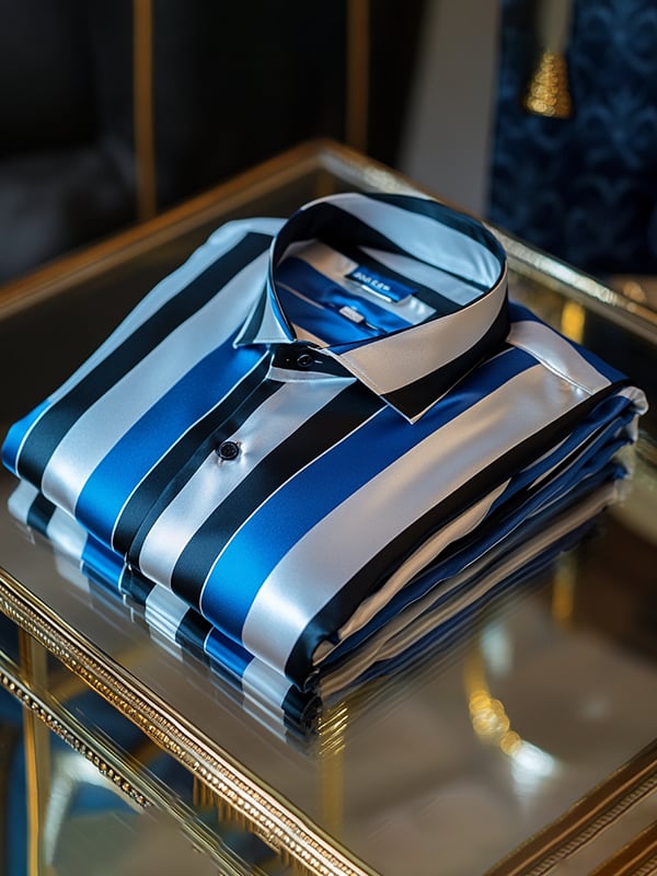 Camisa satén Luxe estampado de manga corta Button para hombre