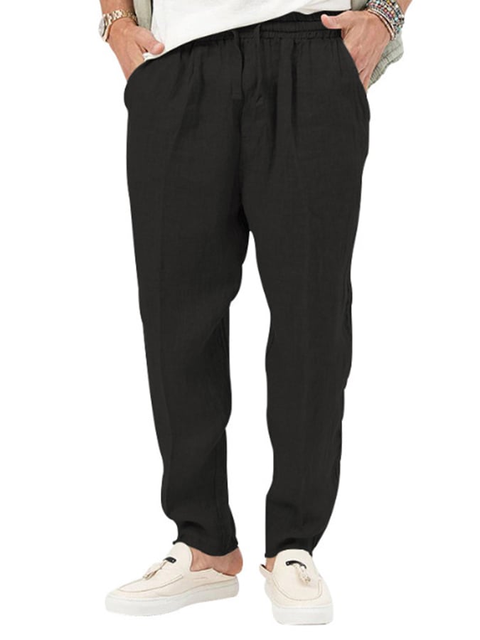 Pantalón de moda de color sólido holgado Lace-Up casual para hombre