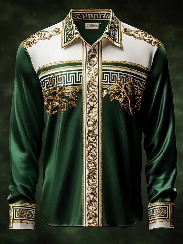 Camisa satén Luxe de manga larga con botones para hombre