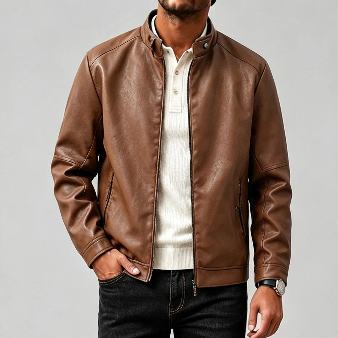 Chaqueta casual PU Leather para hombre