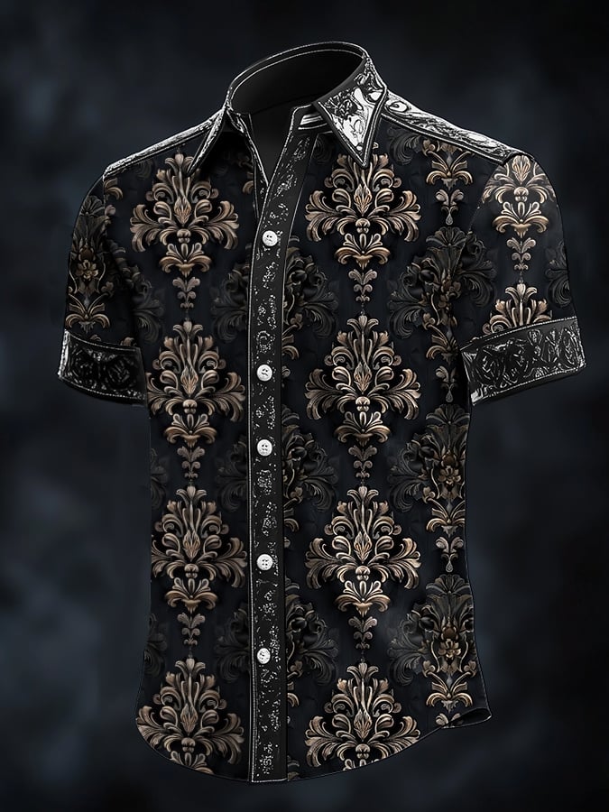 Camisa retro Baroque estampado Dark para hombre