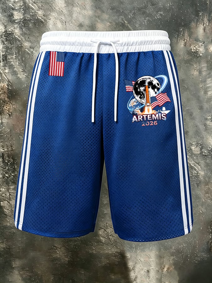 Shorts Artemis II Moon Landing Program Themed Space Enthusiast Trendy para hombre