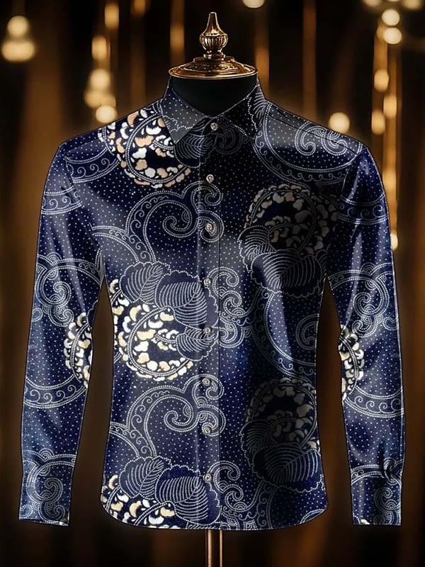 Camisa rayas estampado ejecutivo de manga larga para hombre