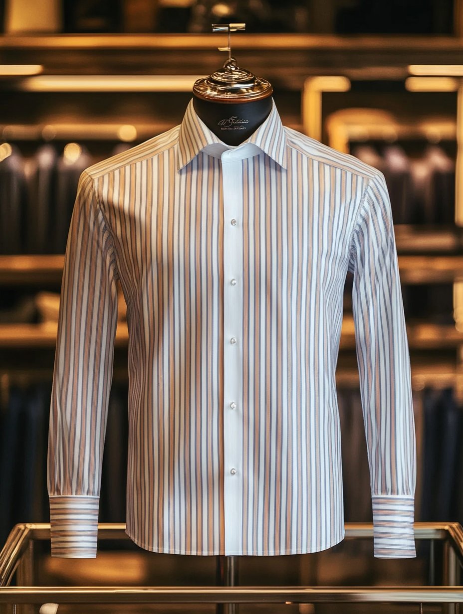 Camisa de lujo Romantic Contrast Color estampado de manga larga para hombre