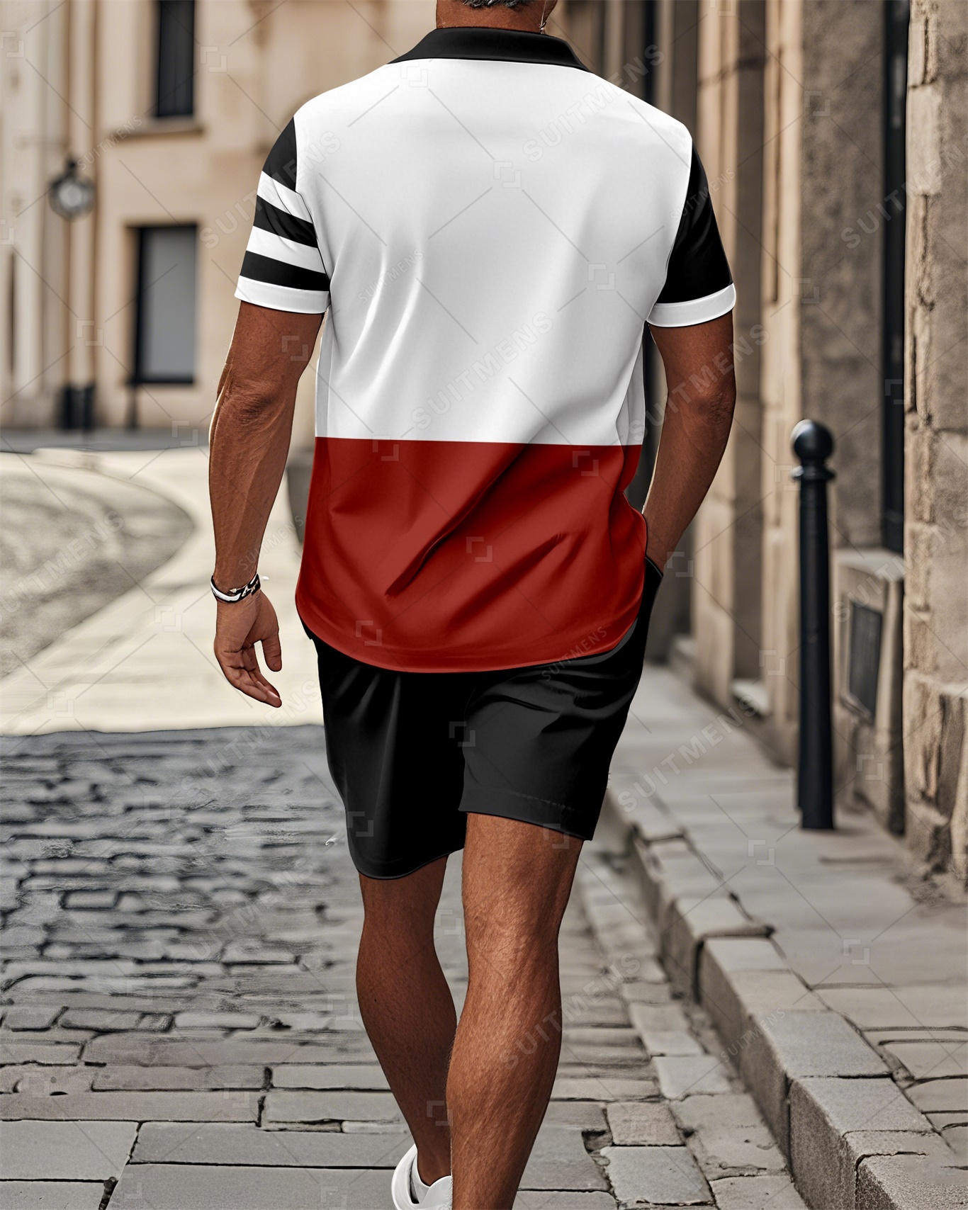 Shorts en bloques de colored Summer Polo Set 018 para hombre