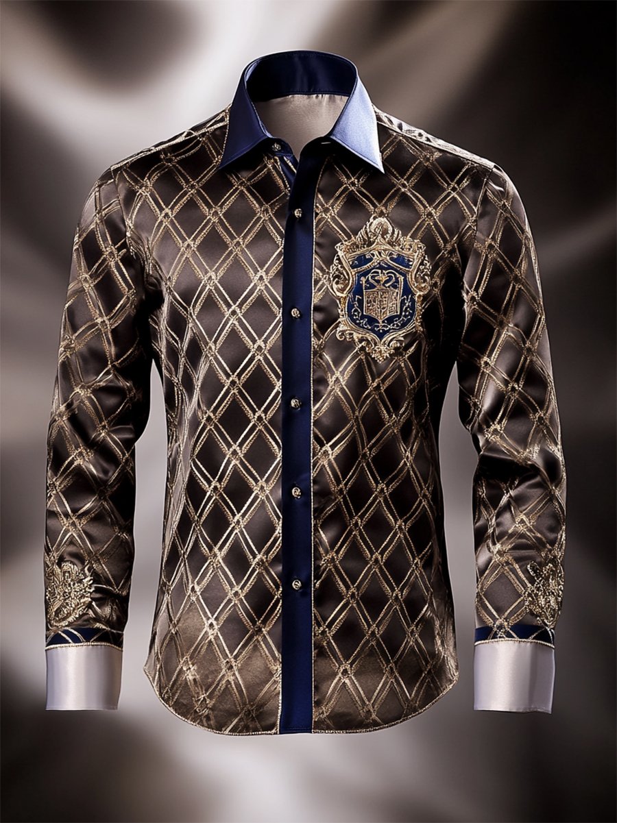 Camisa satén Luxe de manga larga con botones para hombre