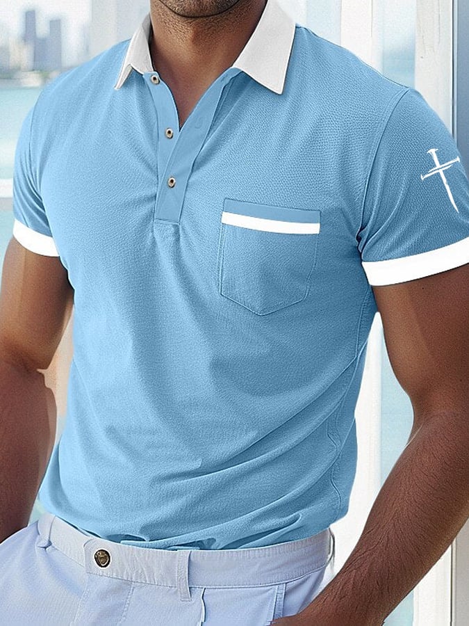 Camisa polo Faith Cross estampado casual (With bolsillos) para hombre