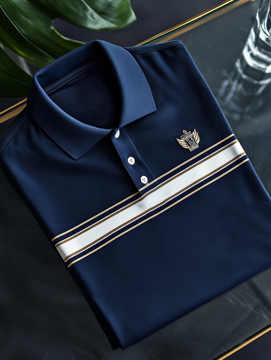 Camisa polo vintage ejecutivo de manga larga para hombre