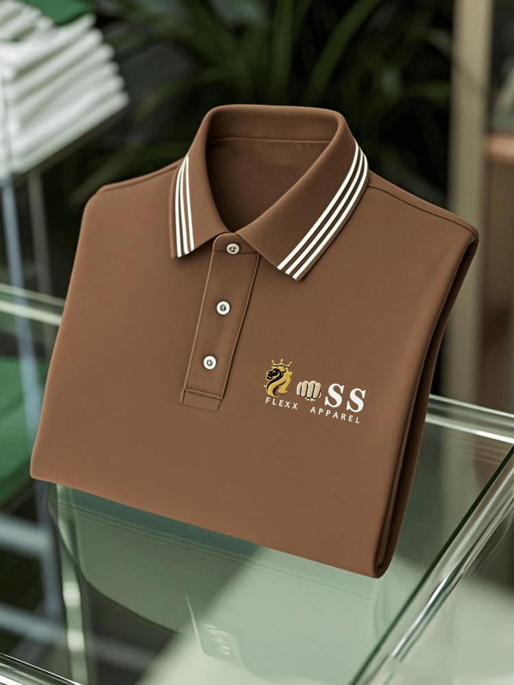 Camisa polo ejecutivo casual estampado de manga corta para hombre