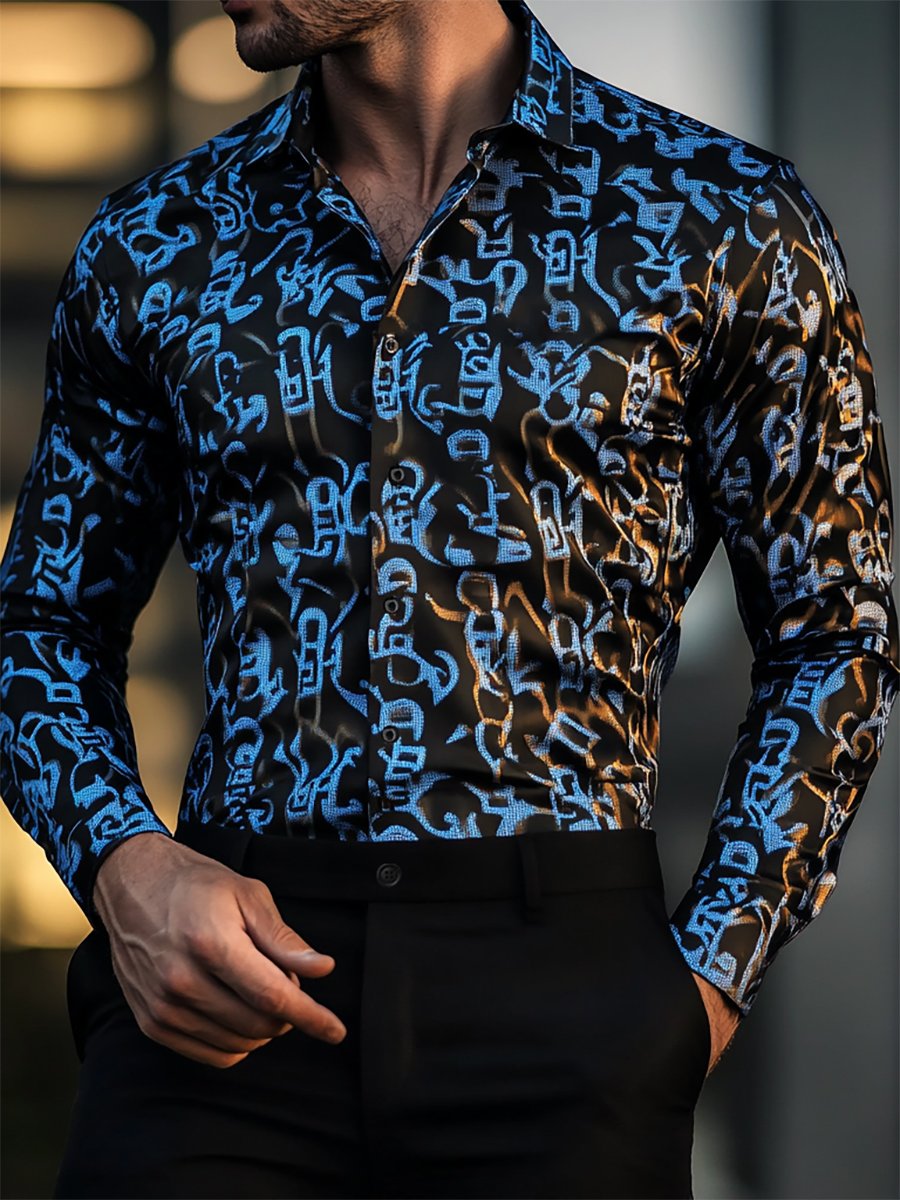 Camisa satén Luxe de manga larga con botones para hombre