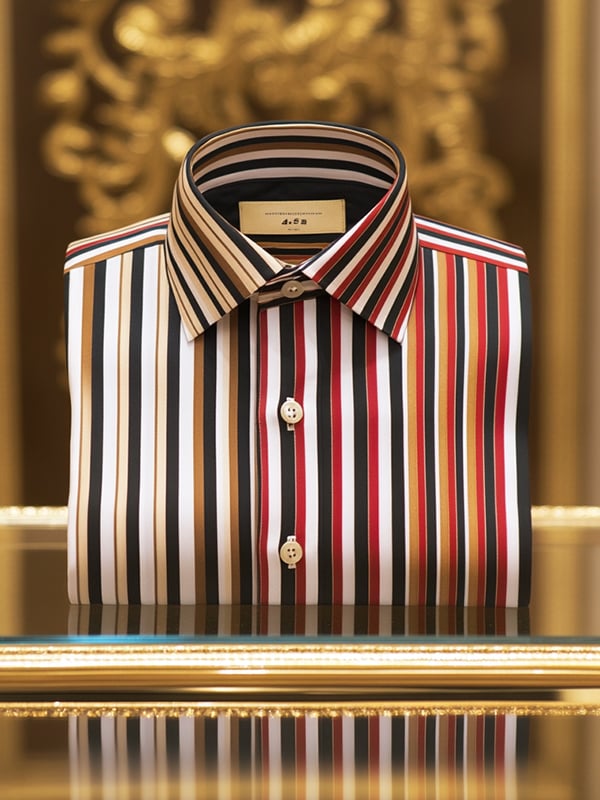 para hombre de lujo Romantic Contrast Color Print de manga larga camisa