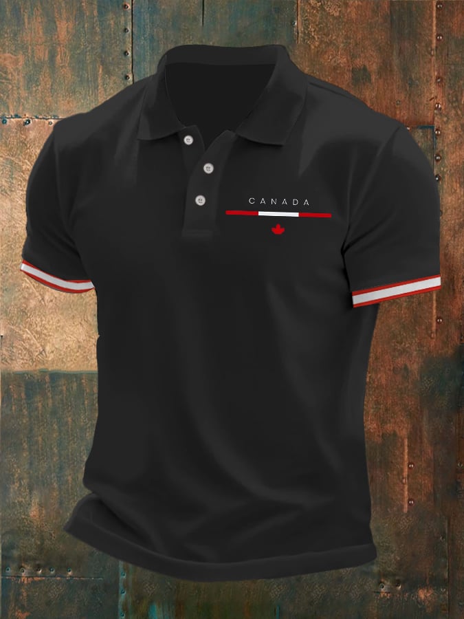 Camisa polo Canadian Flag estampado para hombre