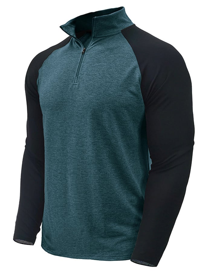 Camisa polo Sports casual Colorblocking de manga larga Half Zip