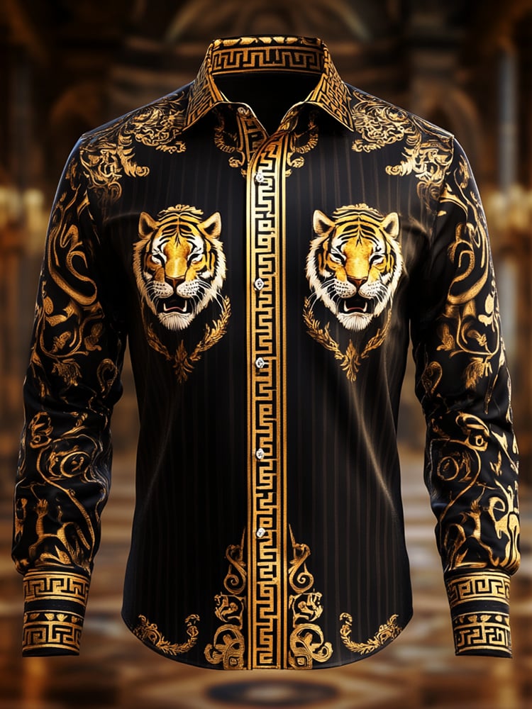 Camisa satén Luxe de manga larga con botones para hombre