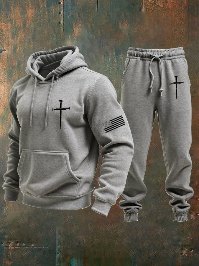 Sudadera vintage Faith Cross Set para hombre