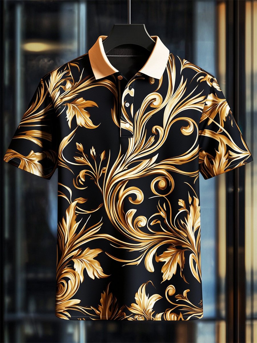 para hombre casual ejecutivo Palace Style Button de manga corta camisa polo
