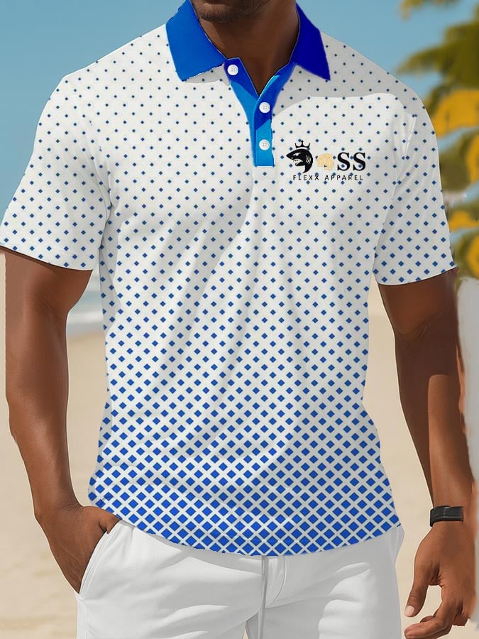 Camisa polo clásico ejecutivo Old Money Button de manga corta para hombre