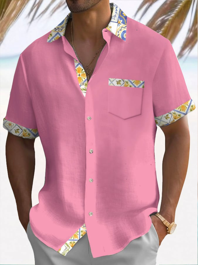 Camisa casual Italian Resort de manga corta para hombre