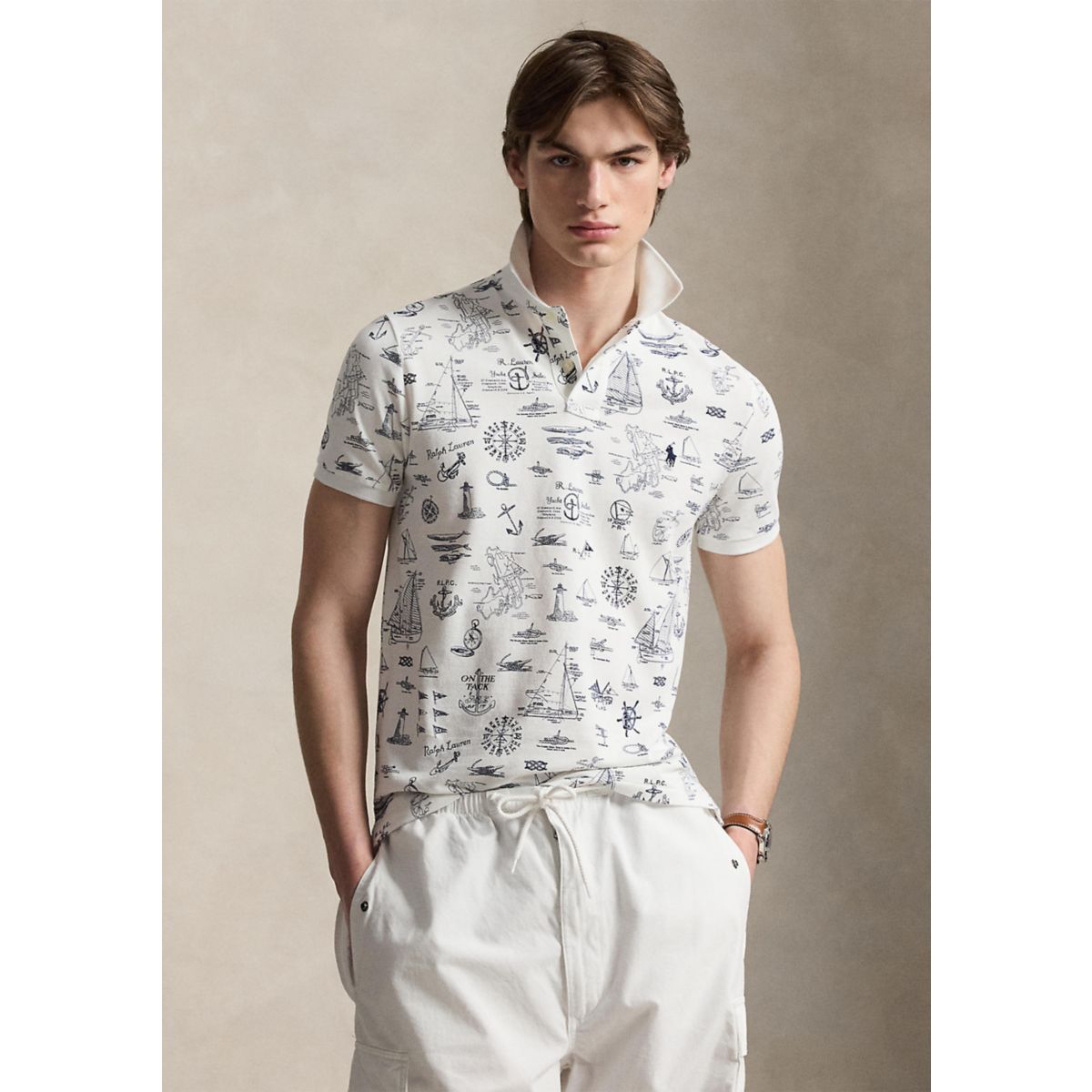Men's Classic Fit Nautical Mesh Polo Shirt - 1