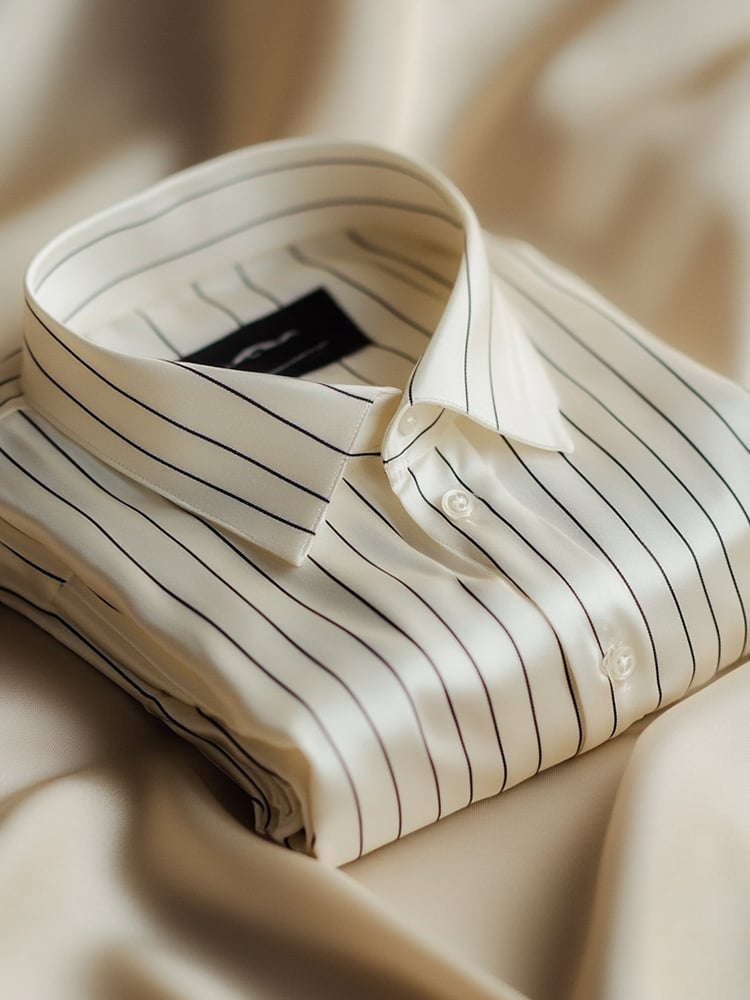 Camisa ejecutivo casual a rayas solapa de manga corta para hombre