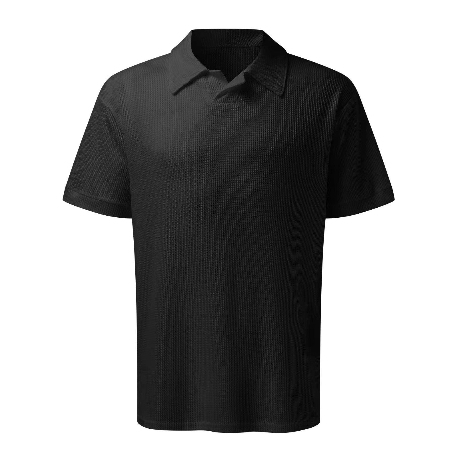 Camisa polo Suitmens Black tejido V-Neck para hombre