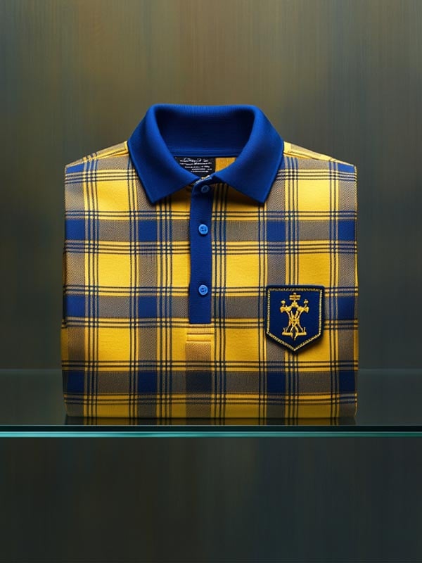 Camisa polo Check ejecutivo casual de manga corta para hombre