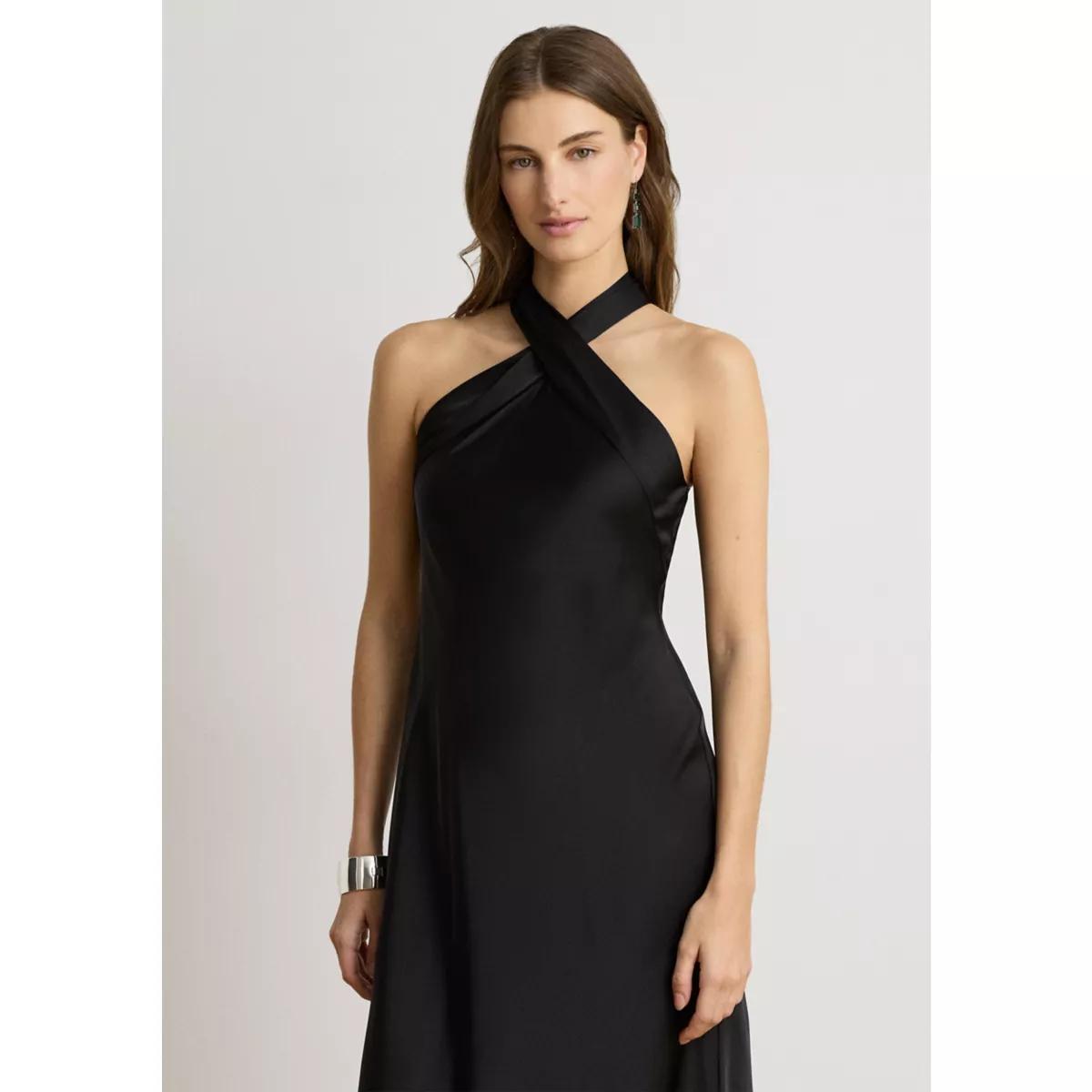 Tie-Back Charmeuse Halter Cocktail Dress - 4