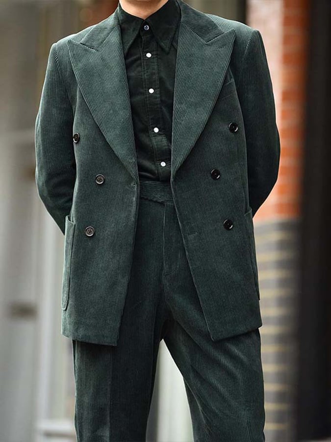 Chaqueta retro Double Breasted bolsillo Design Gentleman ejecutivo Suit para hombre