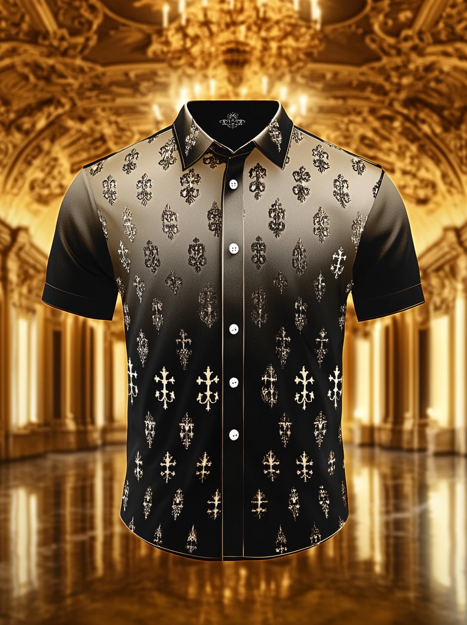 Camisa satén de manga corta para hombre