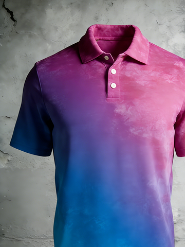 Moisture Wicking 3D degradado Color de manga corta Golf Polo