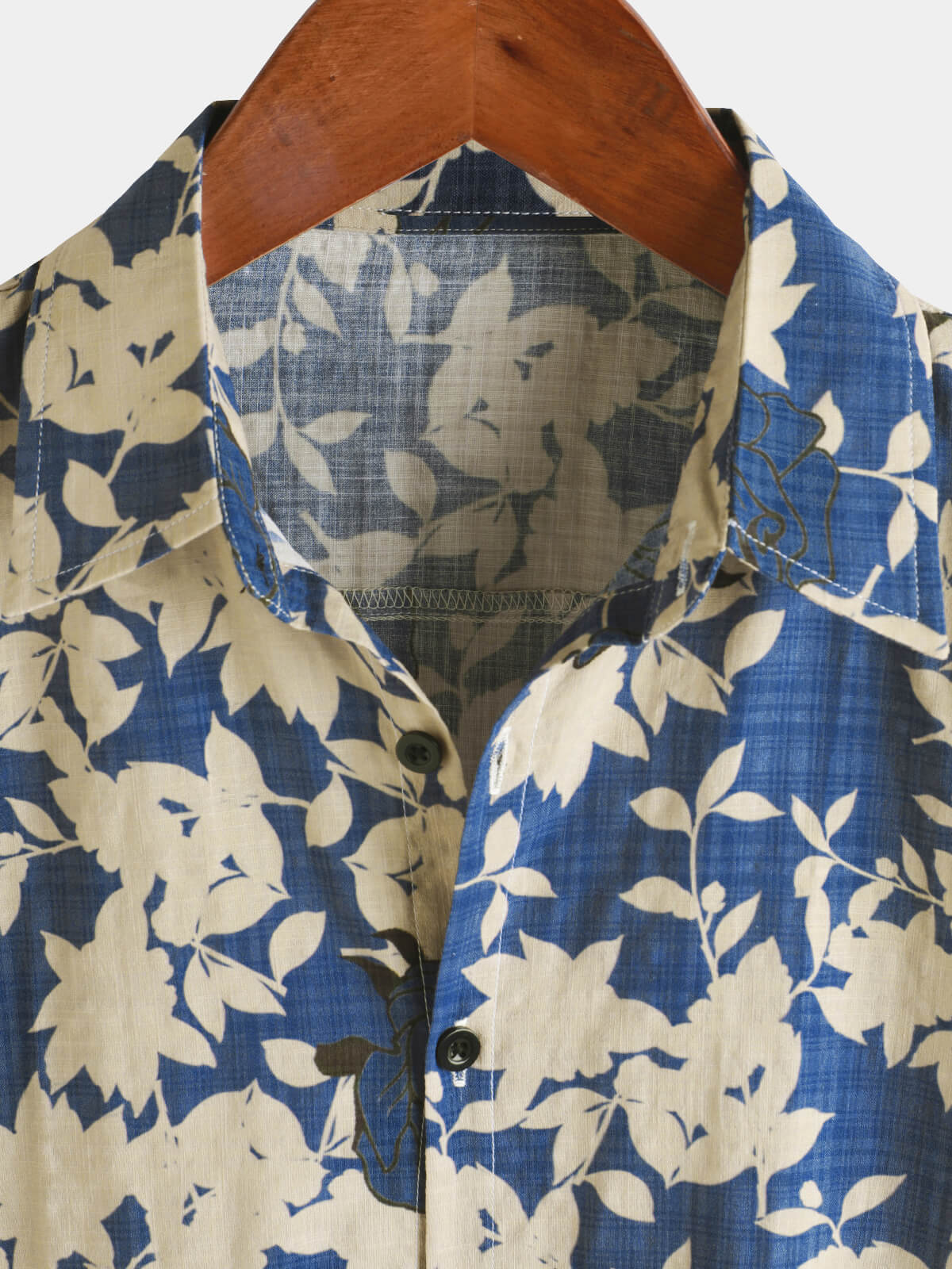 Camisa vintage floral Blue casual Beach de manga corta para hombre