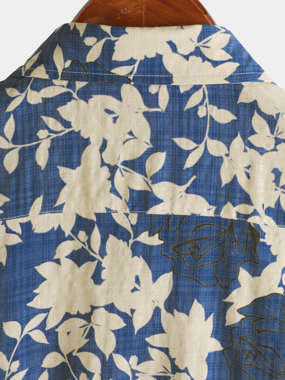 Camisa vintage floral Blue casual Beach de manga corta para hombre