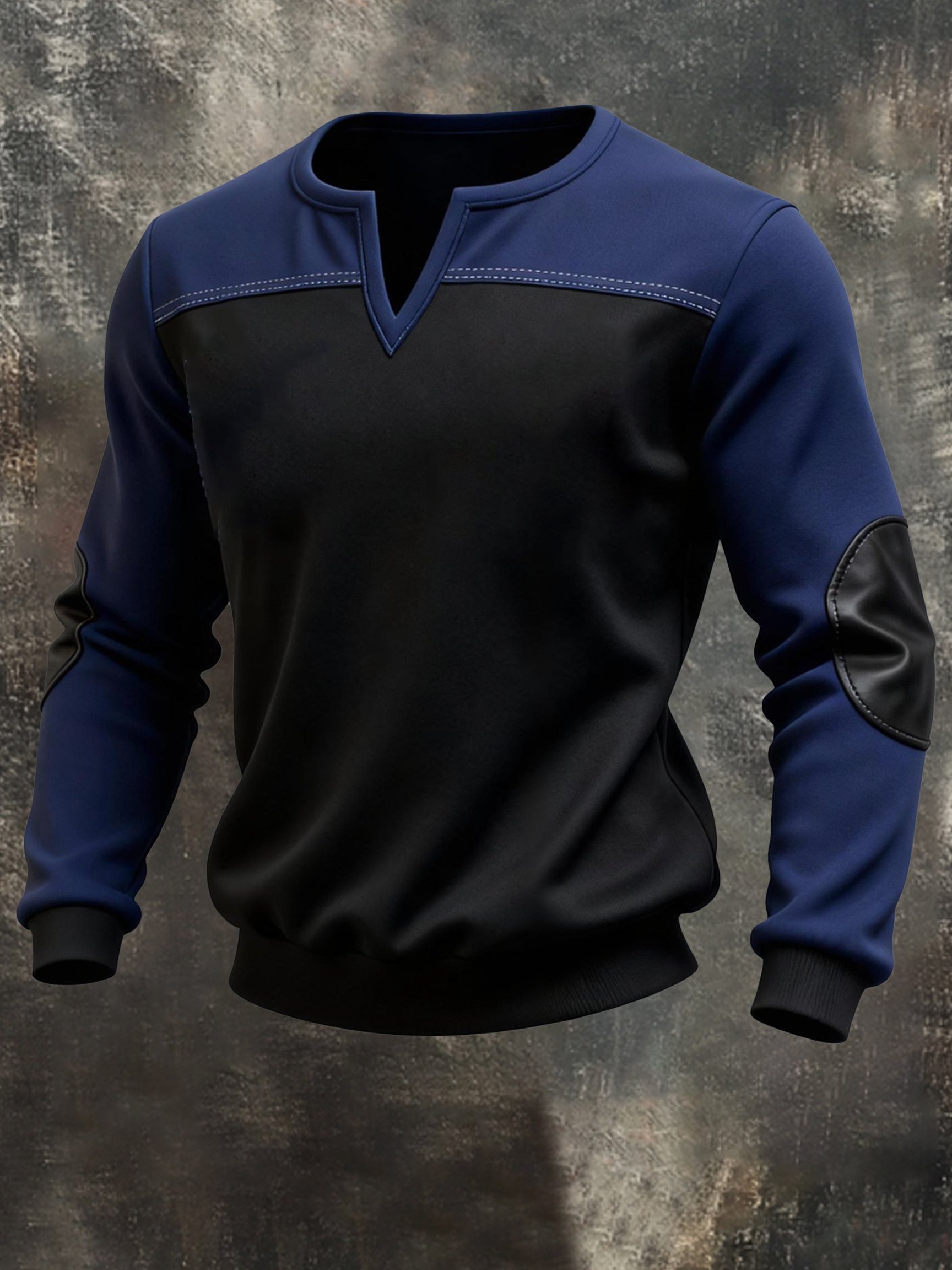 Sudadera vintage Style Color-Block de manga larga para hombre