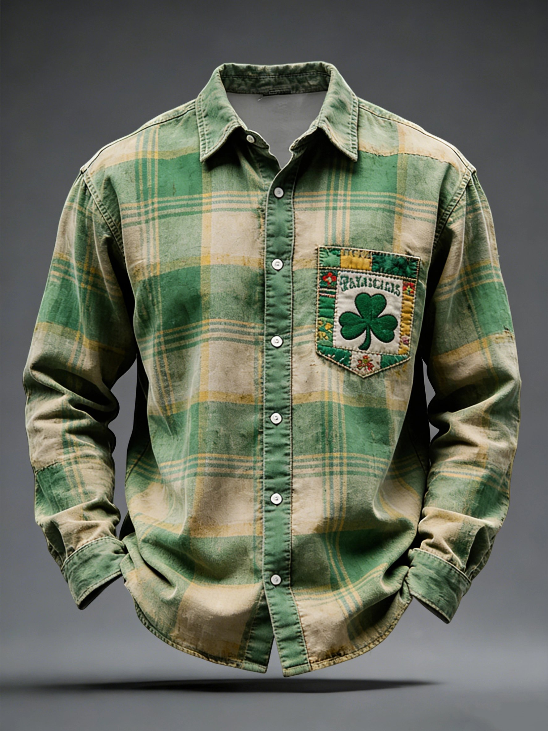 St. Patrick's Day estampado de manga larga Pockecamiseta para hombre