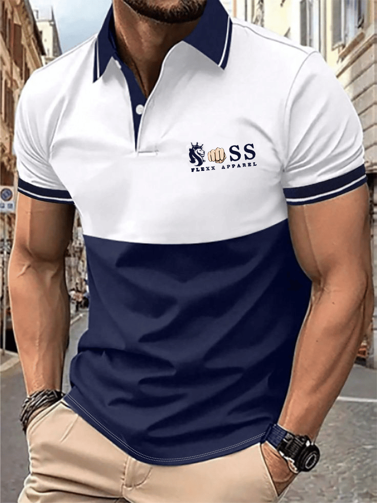 Camisa polo ejecutivo Logo con botones de manga corta para hombre