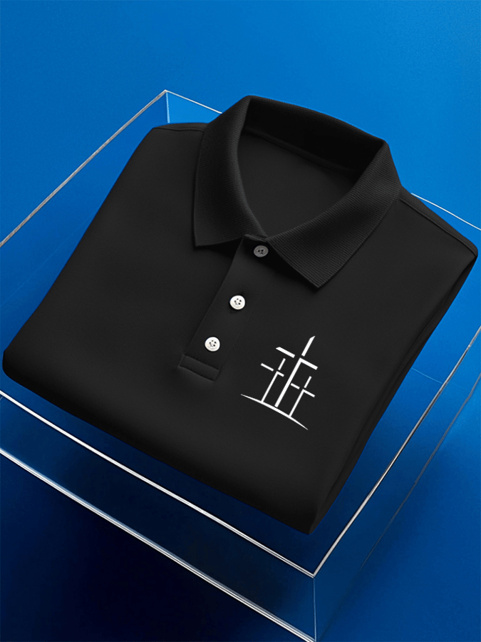 Camisa polo Faith estampado casual de manga corta para hombre