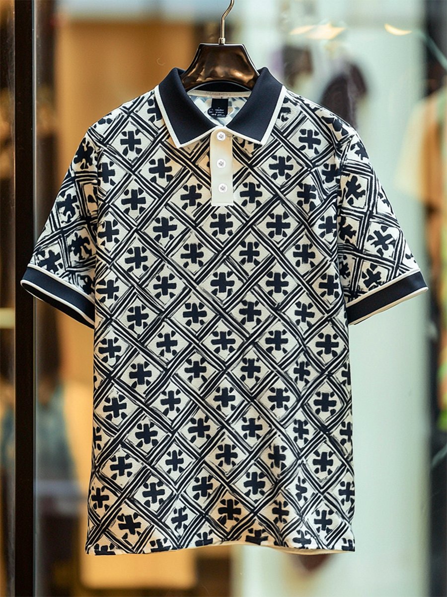 Camisa polo ejecutivo Cross Button de manga corta para hombre