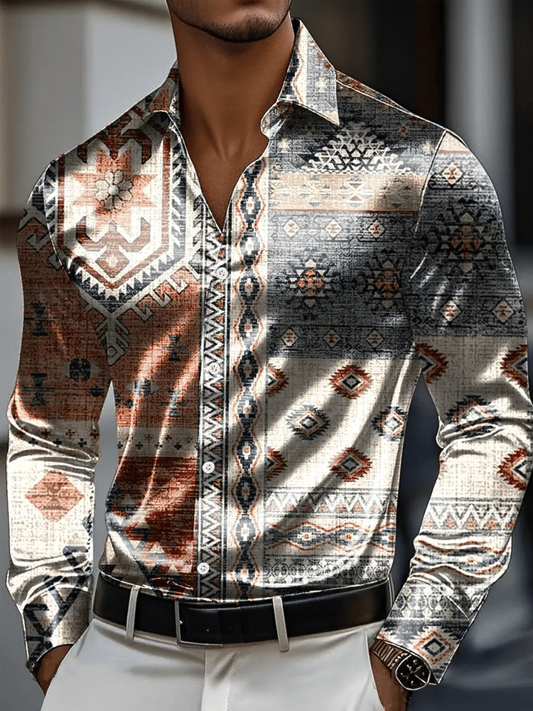 Camisa vintage de manga larga para hombre