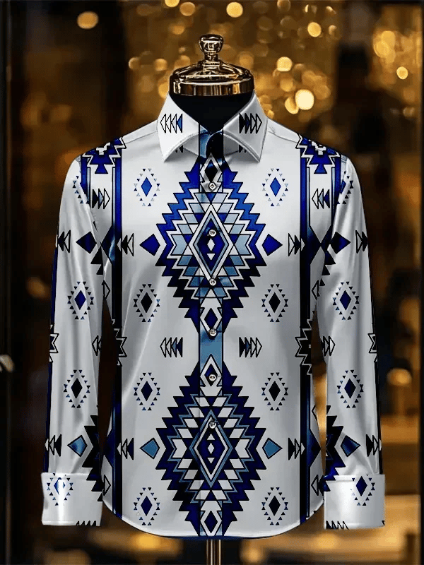 Camisa rayas estampado ejecutivo de manga larga para hombre