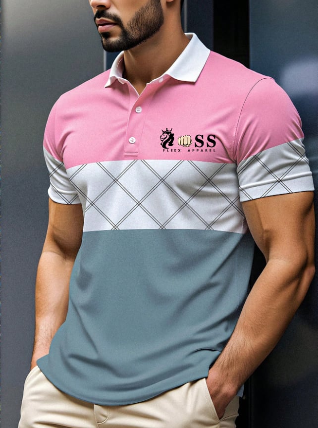 Casual retro ejecutivo Contrast Color Polo para hombre