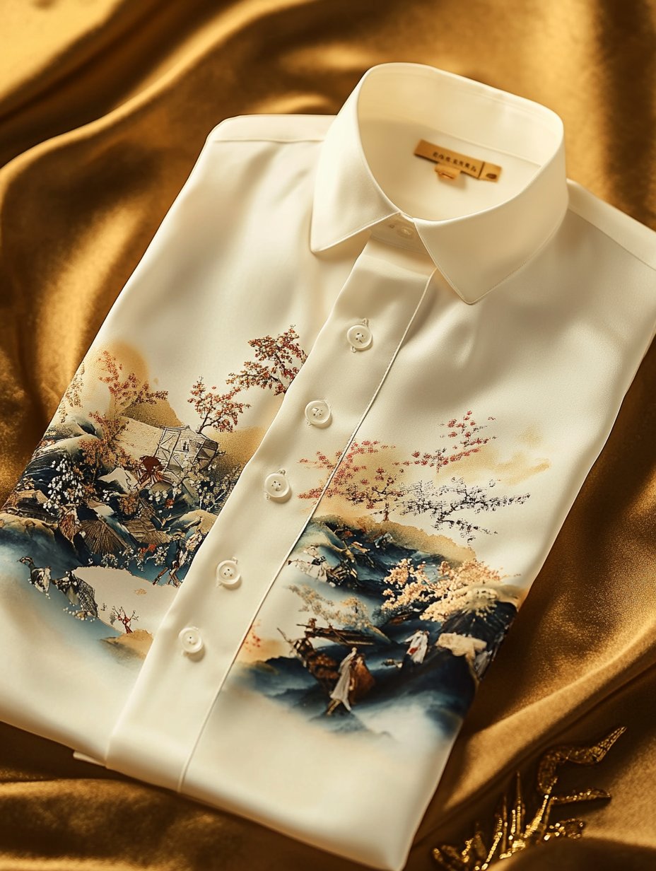 Camisa satén de lujo ejecutivo de manga larga para hombre