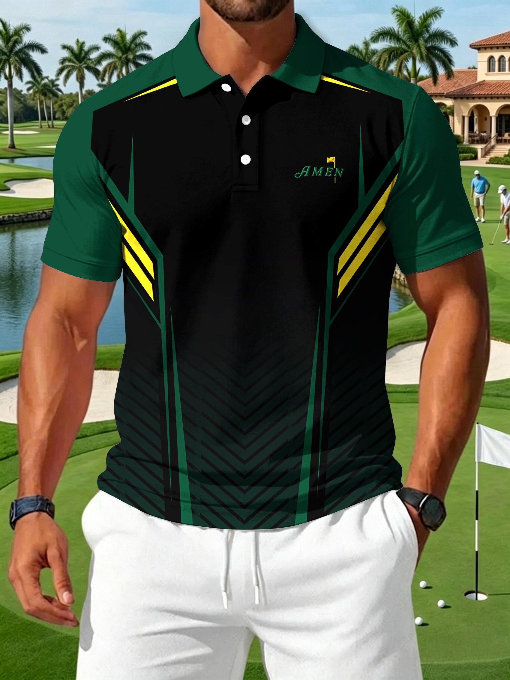 Golf estampado casual Polo para hombre