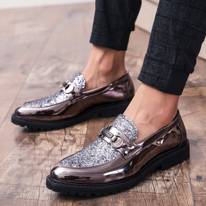Zapatos British de moda Matching Sequin ejecutivo Dress cuero
