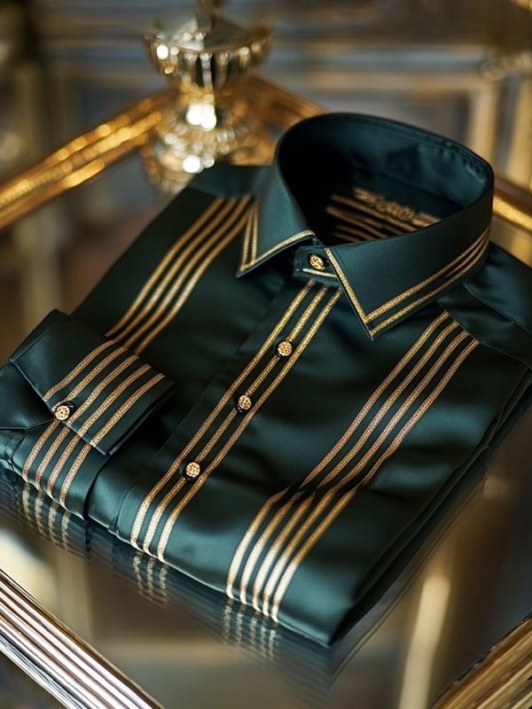 Camisa seda de lujo ejecutivo de manga larga para hombre