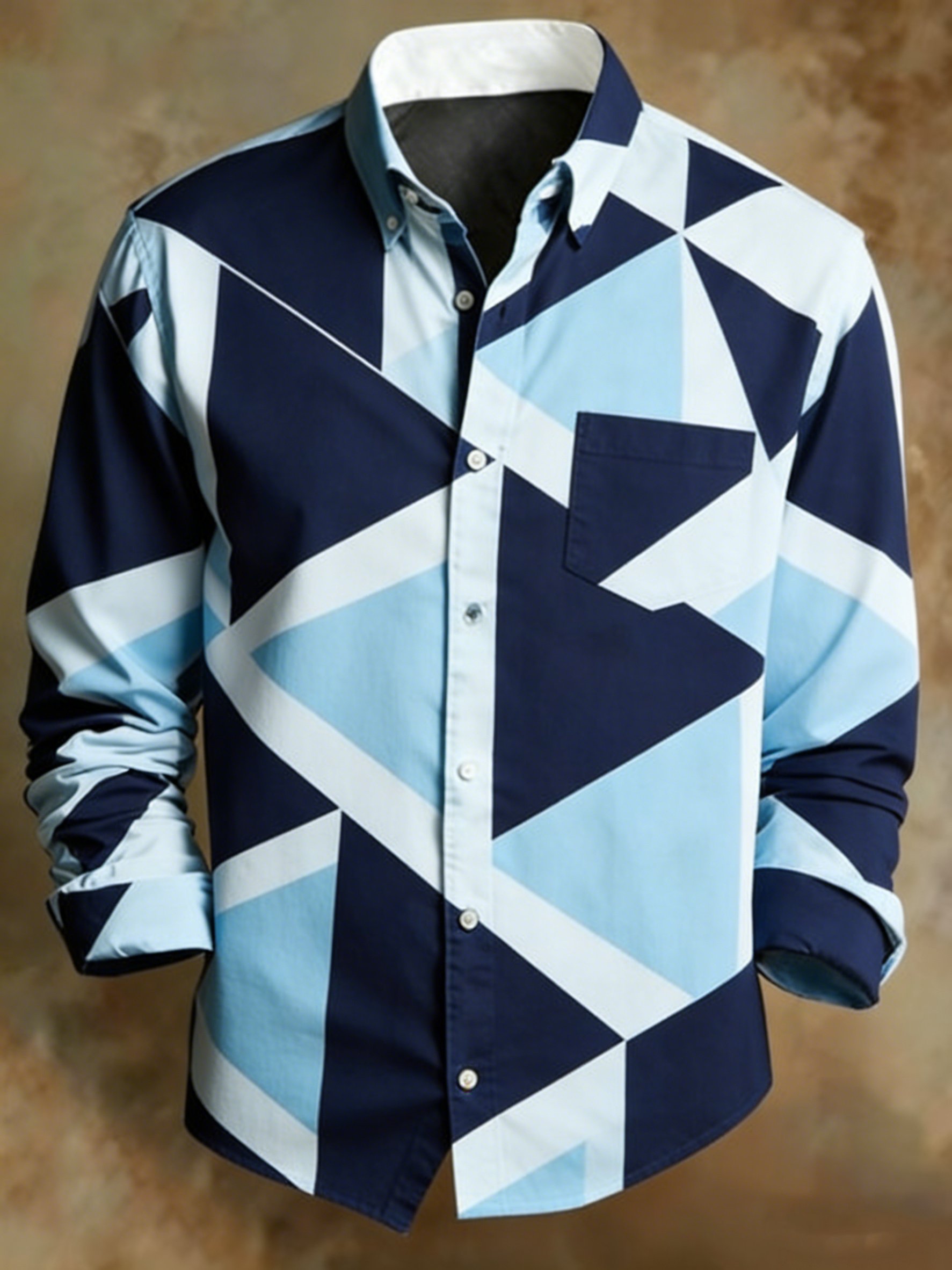 Camisa retro Abstract Art estampado diseño ejecutivo Style para hombre